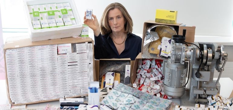Grainne Power highlights dangers of fake and other illegal medicines HPRA Director of Compliance Grainne Power shows examples of illegal medicines detained by the HPRA in 2024.
